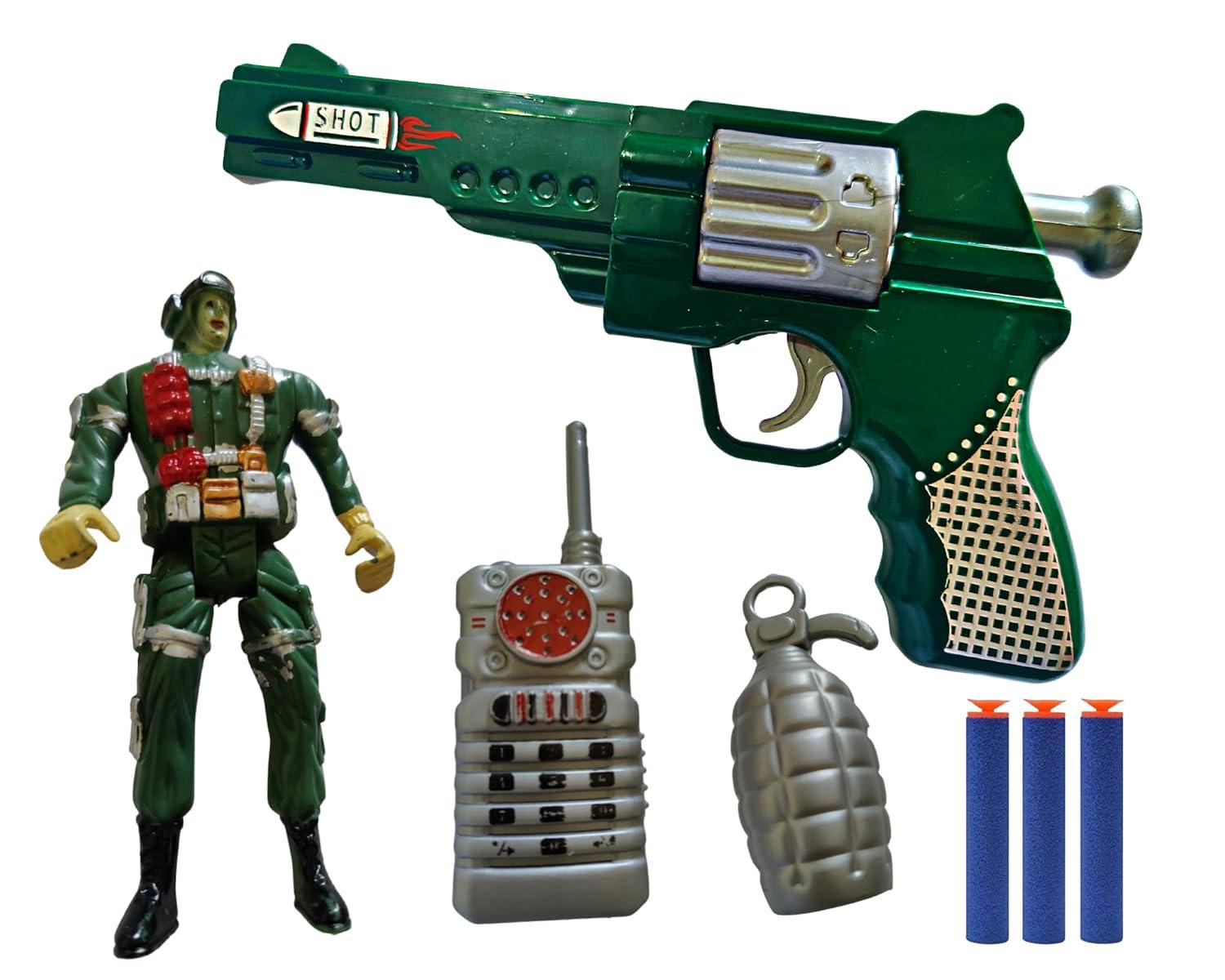 Mini Soft Blaster Manual Soft Bullet Shooting Toy with 3 Safe Foam Bullets for Kids, Safe and Long Range Shooting Gun - Multicolour