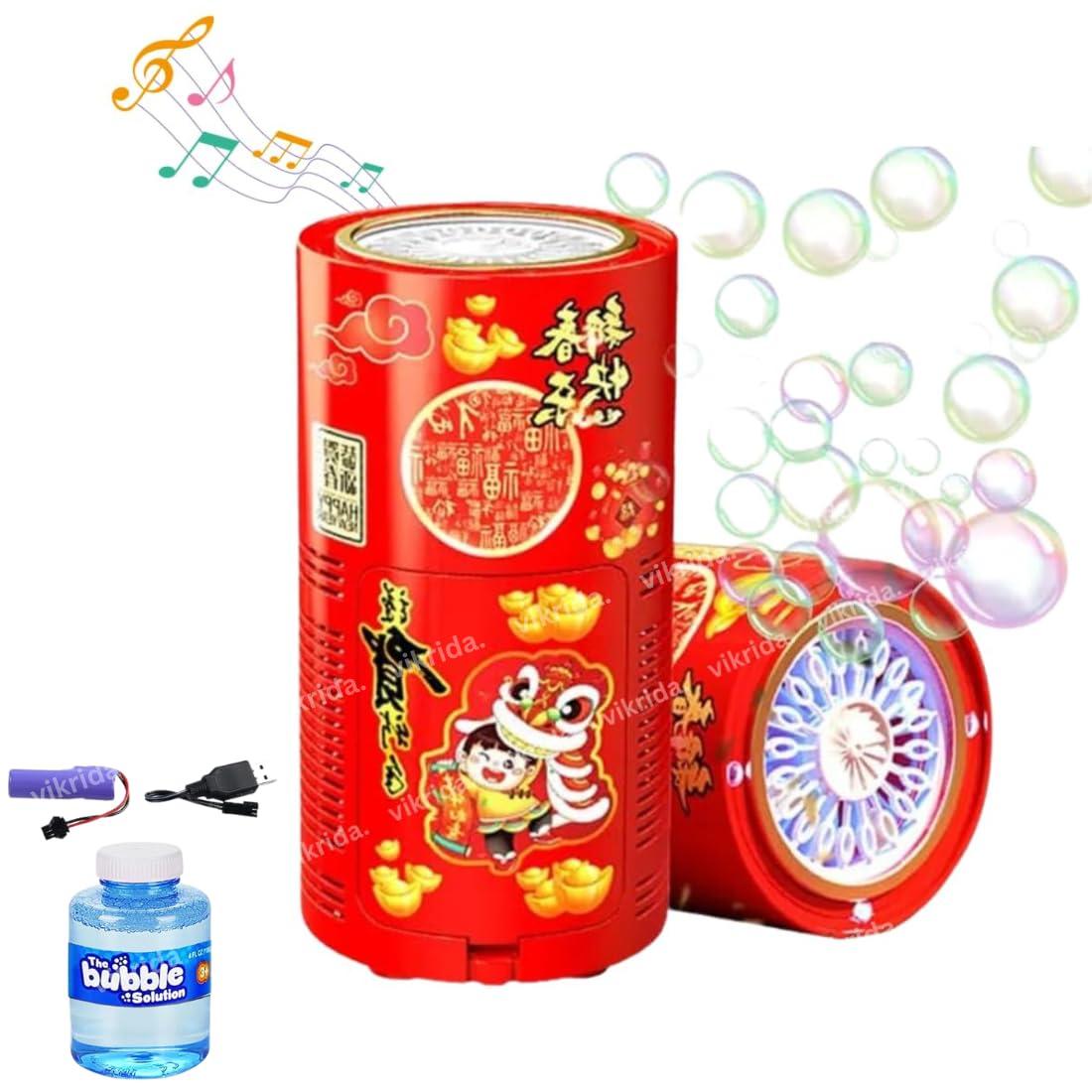 Leak-Proof Design Automatic Bubble Gun for Kids & Toddlers with LED Light - includes 2 Bubble Liquid Bottles - Blue