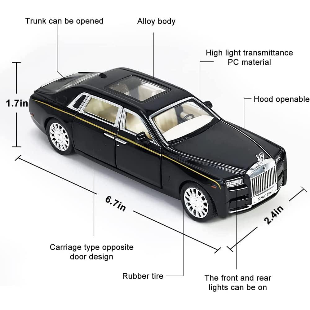 Exclusive Diecast Alloy Metal Pull Back Die-cast Car 1:32 New R R Phantom Diecast Metal Pullback Toy car with Openable Doors & Light,Music Boys for Kids