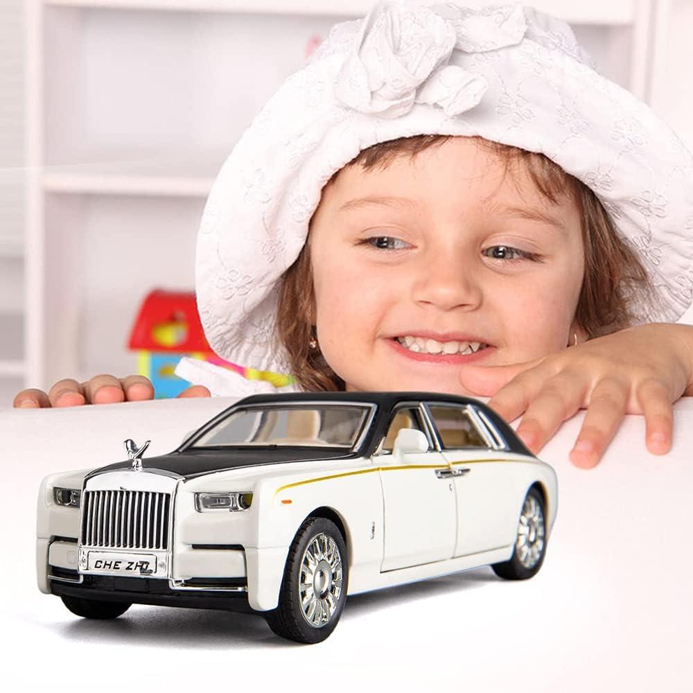Exclusive Diecast Alloy Metal Pull Back Die-cast Car 1:32 New R R Phantom Diecast Metal Pullback Toy car with Openable Doors & Light,Music Boys for Kids