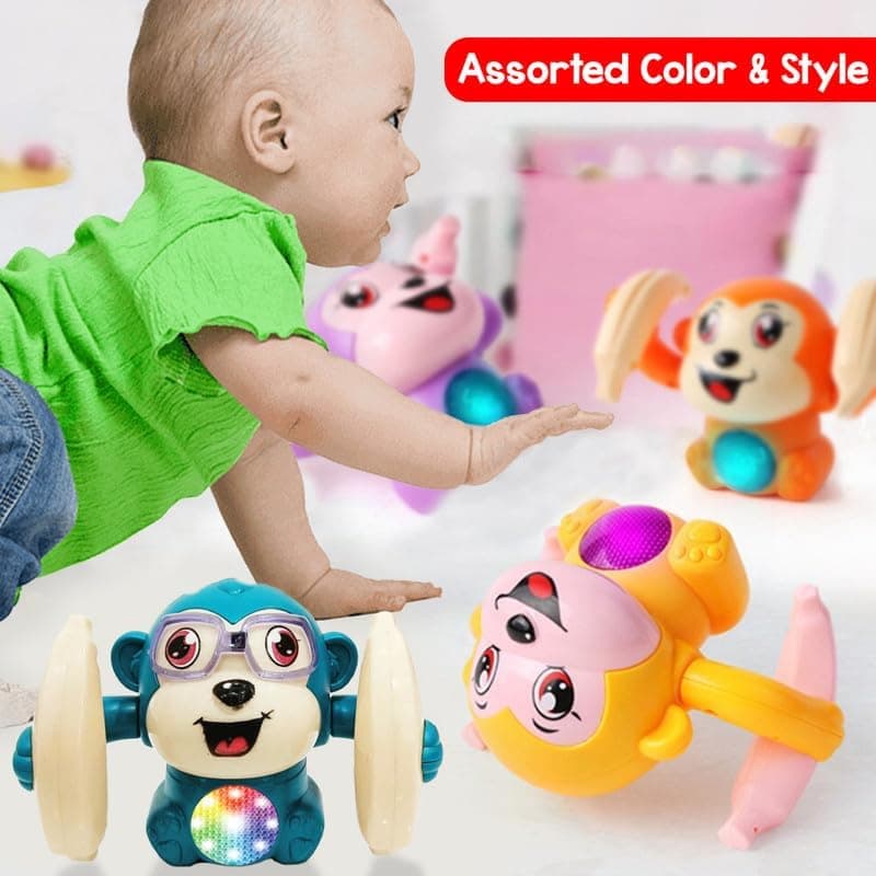 Rolling Banana Monkey Toys with Voice/Touch Sensor On Dancing Monkey Dancing Toy for Kids Rolling Electric Monkey for Children Doll Tumble Monkey Toy with Sound&Light Effects - Multi Color — view 2
