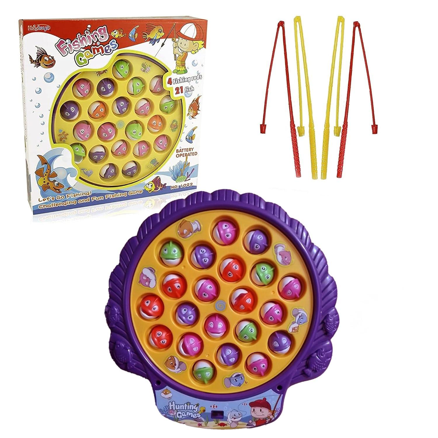 Fishing Game Toys with Slideway, Electronic Toy Fishing Set with Magnetic Pond, Learning Educational Toys