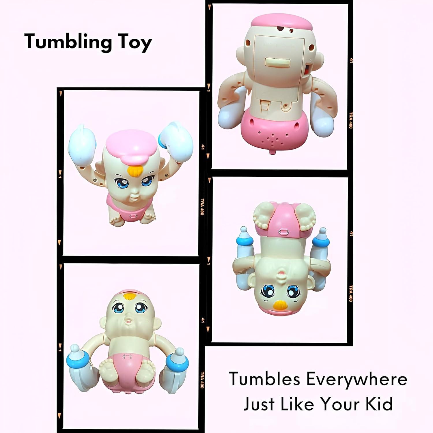 Dancing Rolling Electric Baby Toys for Kids | Baby Tumbling Doll | Battery Operated Games | Voice Sensor | LED Light and Music Rotating Arm Sound Toy