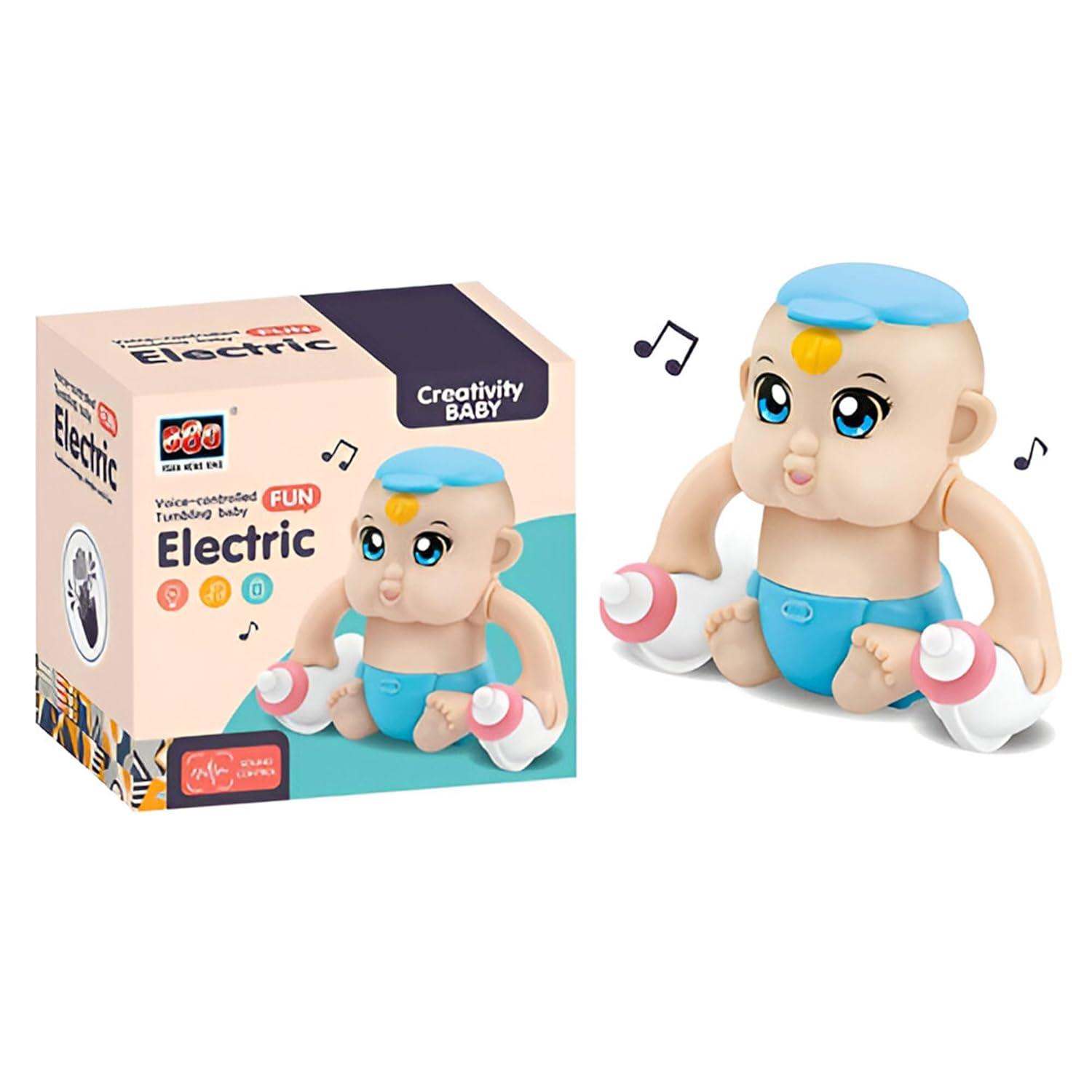 Dancing Rolling Electric Baby Toys for Kids | Baby Tumbling Doll | Battery Operated Games | Voice Sensor | LED Light and Music Rotating Arm Sound Toy