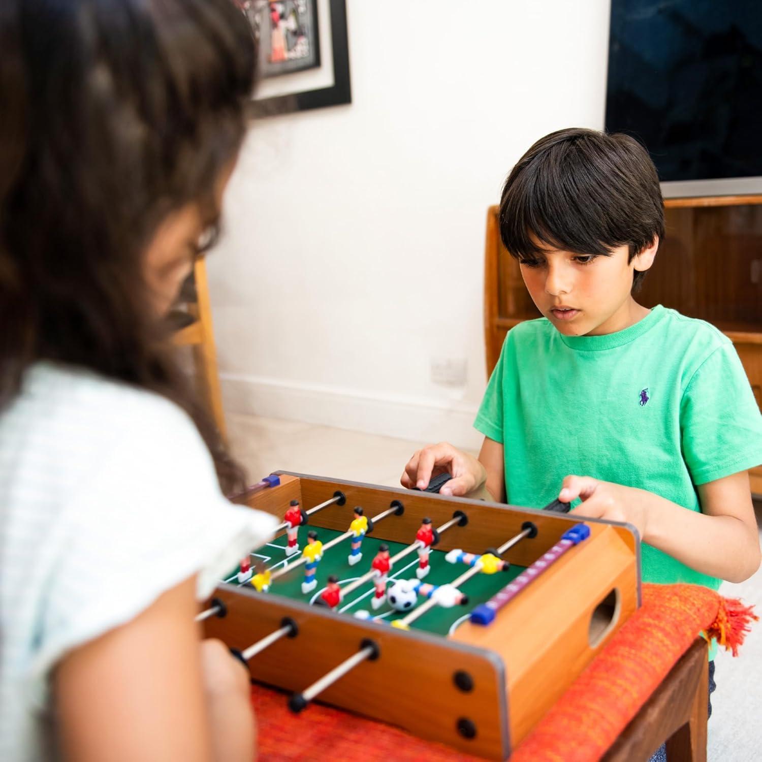 Portable Table Football Game - Foosball (Small) | Table Soccer Game Board | Indoor Sport Games for Boys Girls Adults and Family Mini Football Table for Kids