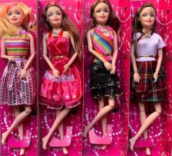 Beautiful Doll Toy Set with Movable Joints, Makeup and Cute Doll, Style Doll Set for Girls, Kids Doll House, Medical kit for Kids (Pack of 4)