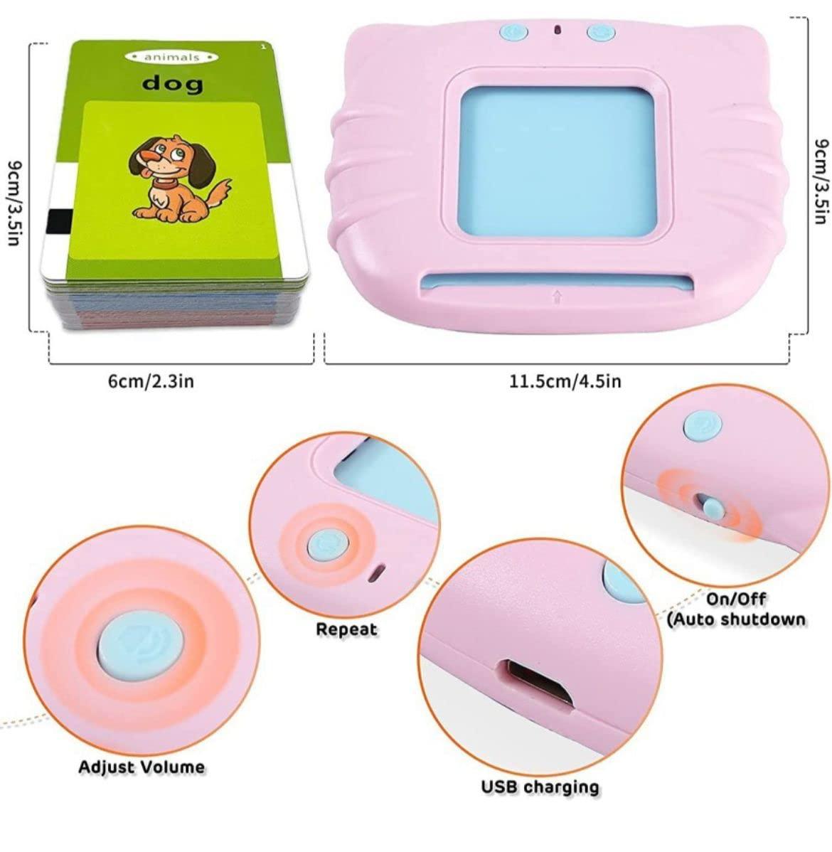 Talking Flash Card Learning Device Toy Early Learning 224 Words Sounds Music Playing Game - USB Rechargeable