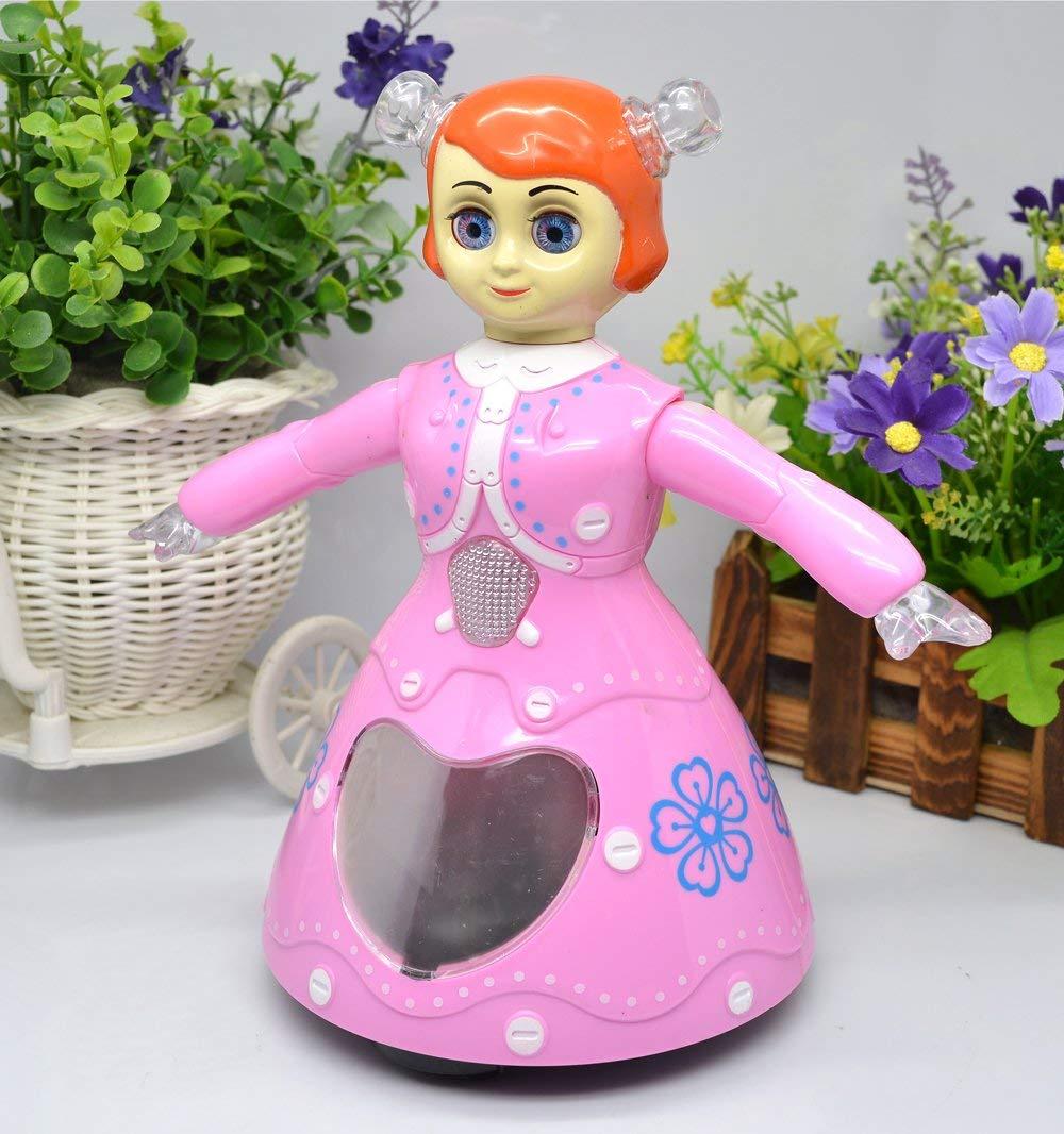 Dora Dancing Girl 360° Rotating Musical Dancing Toy with Colorful Flashing Lights