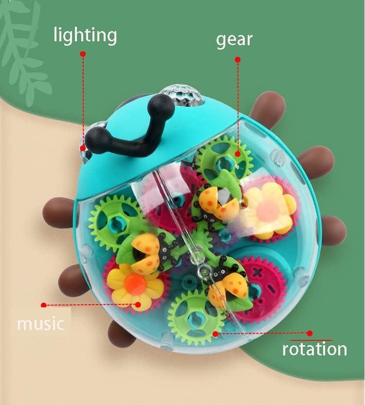 Transparent Lady Bug Walking Musical Toy with 3D Lights Bump and Go Moving for Kids