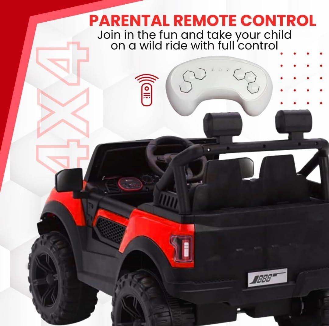 Kidoyz Kids Battery Operated Jeep for Kids Ride on Toy Kids Car with RGB Light & Music - (Red/Black)