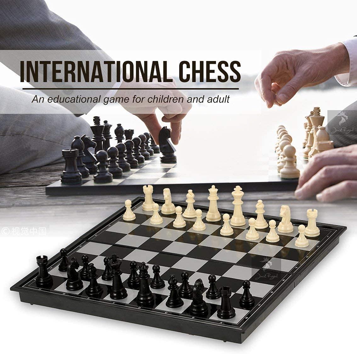 Magnetic Educational Chess Board Set with Folding Chess Board 2 Plyaers Travel Toys for Kids and Adults (10 Inch) (Black Color)