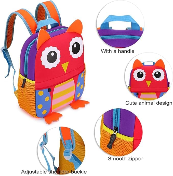 Owl Toddler Backpack Baby Boys Girls Kindergarten Pre School Bags Cute Neoprene Cartoon Backpacks for Kids — view 3