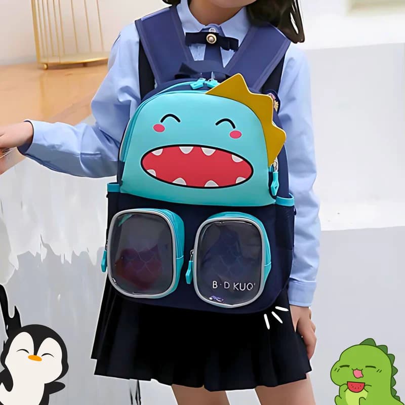 Trendy Cartoon Character Backpack for Kindergarten - Fun, Durable, Spacious with Front Pockets - Yellow — view 2