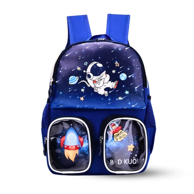 Trendy Space Theme Cartoon Character Backpack for Kindergarten - Fun, Durable, Spacious with Front Pockets - Yellow