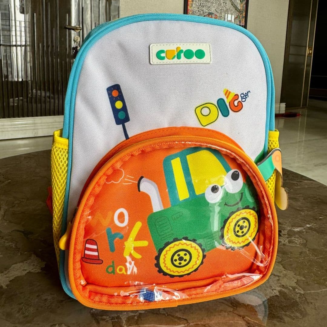 Kids School Bag For 3-6 Years Old Boys and Girls - Car Printed - Orange — view 3