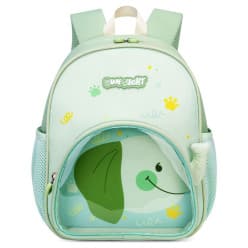 Kids School Bag For 3-6 Years Old Boys and Girls - Fish Printed - Light Green