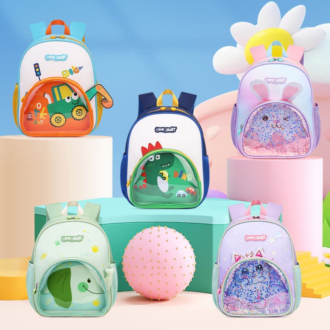 Kids School Bag For 3-6 Years Old Boys and Girls - Fish Printed - Light Green — view 4