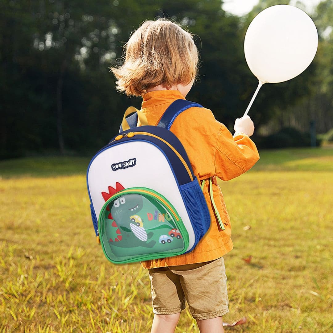 Kids School Bag For 3-6 Years Old Boys and Girls - Dino Printed - Light Green — view 3