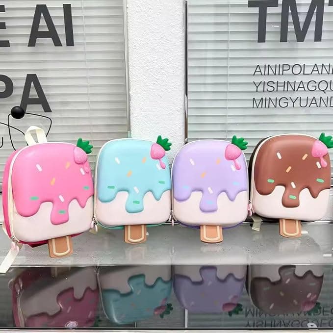 3D Ice Cream Hard Case Bags for Kids Bagpacks for Girls Toddlers for Kindergarten kids - [2 -8 Years] - Mix Color — view 3