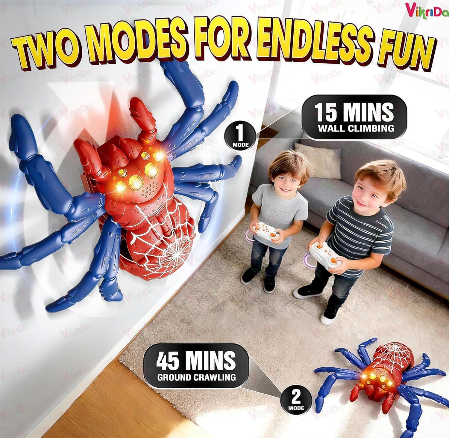 Wall Climbing Spider RC Toy with Remote Control, Rechargeable Creepy Crawler Climbs Walls & Ceilings — view 2