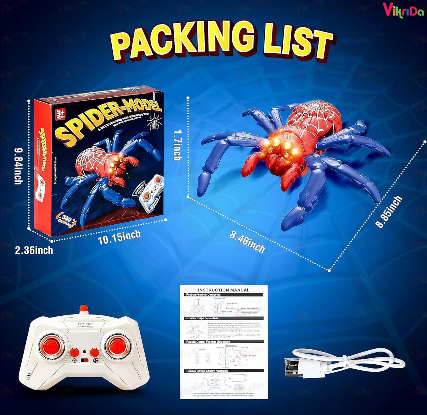 Wall Climbing Spider RC Toy with Remote Control, Rechargeable Creepy Crawler Climbs Walls & Ceilings — view 3
