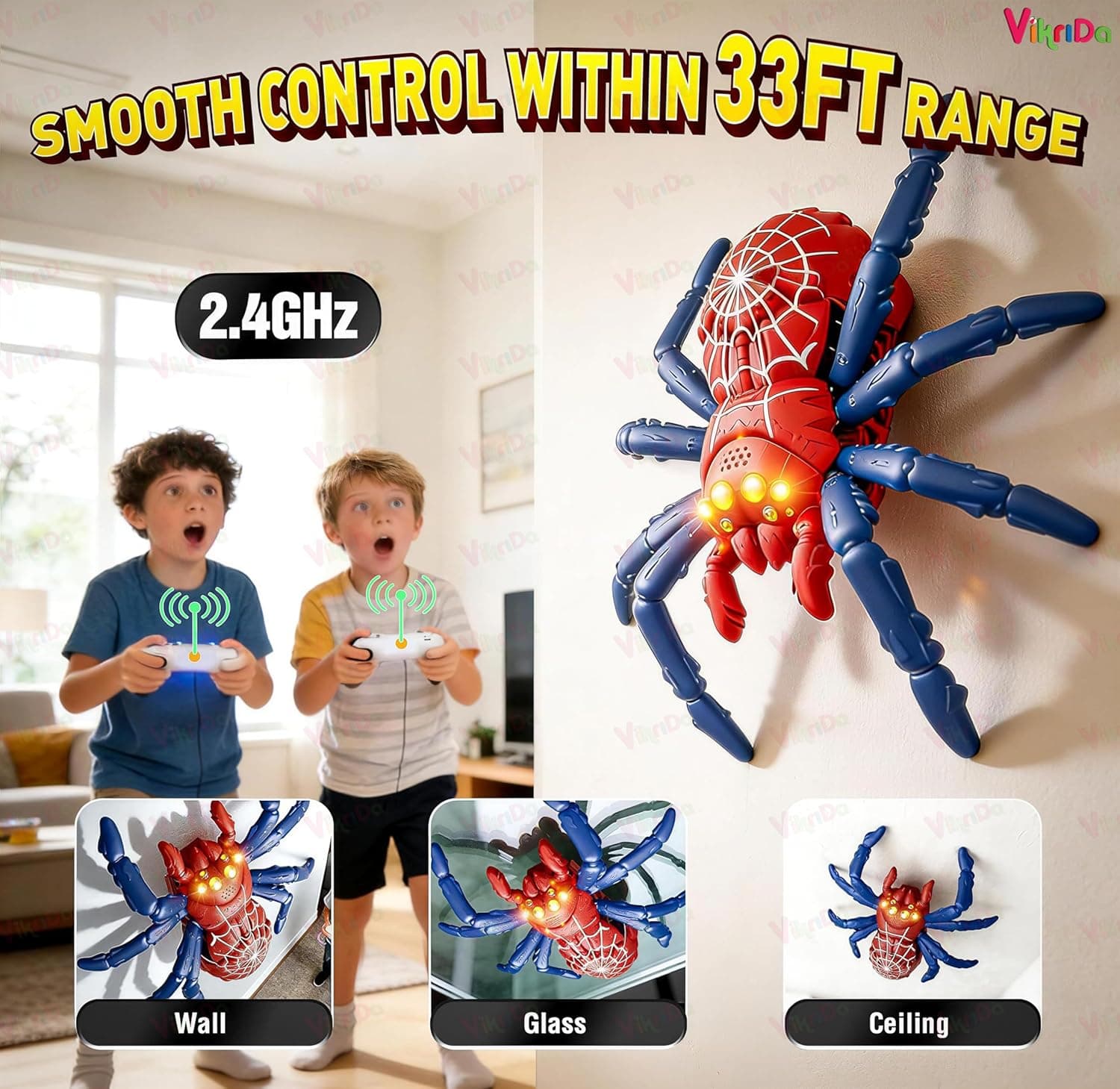 Wall Climbing Spider RC Toy with Remote Control, Rechargeable Creepy Crawler Climbs Walls & Ceilings — view 5
