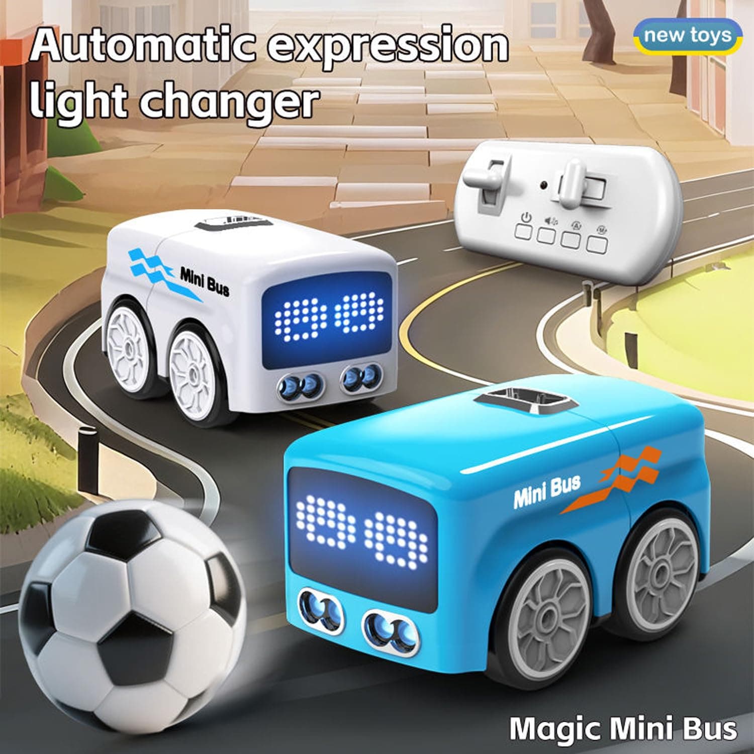 RC Car for Kids with LED Display, Smart Gesture Control, Mini Football Game Toy, Rechargeable Battery, Remote Control Vehicle — view 3