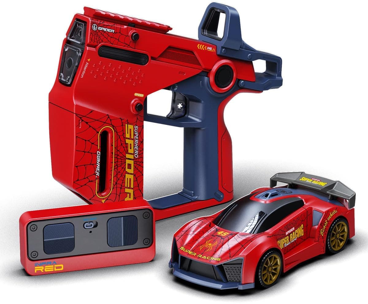 2.4G RC Sports Car with Infrared Battle Gun, 3-in-1 Detachable Remote Control Racing Car, Shooting & Rollover Action Toy Car for Kids Boys Girls — view 2