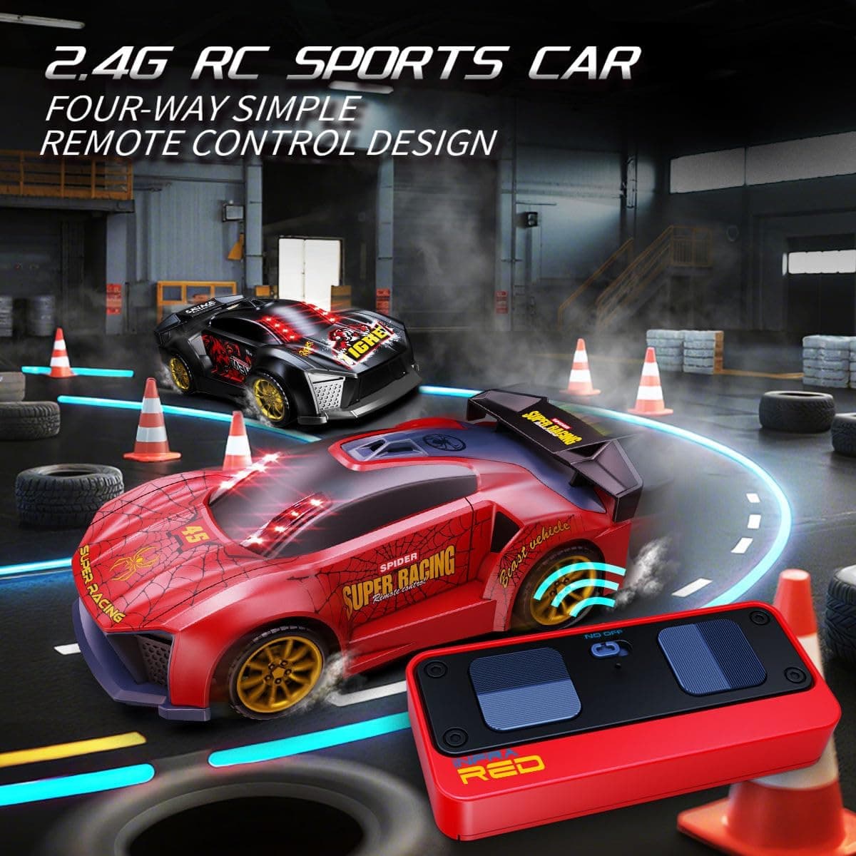 2.4G RC Sports Car with Infrared Battle Gun, 3-in-1 Detachable Remote Control Racing Car, Shooting & Rollover Action Toy Car for Kids Boys Girls — view 9