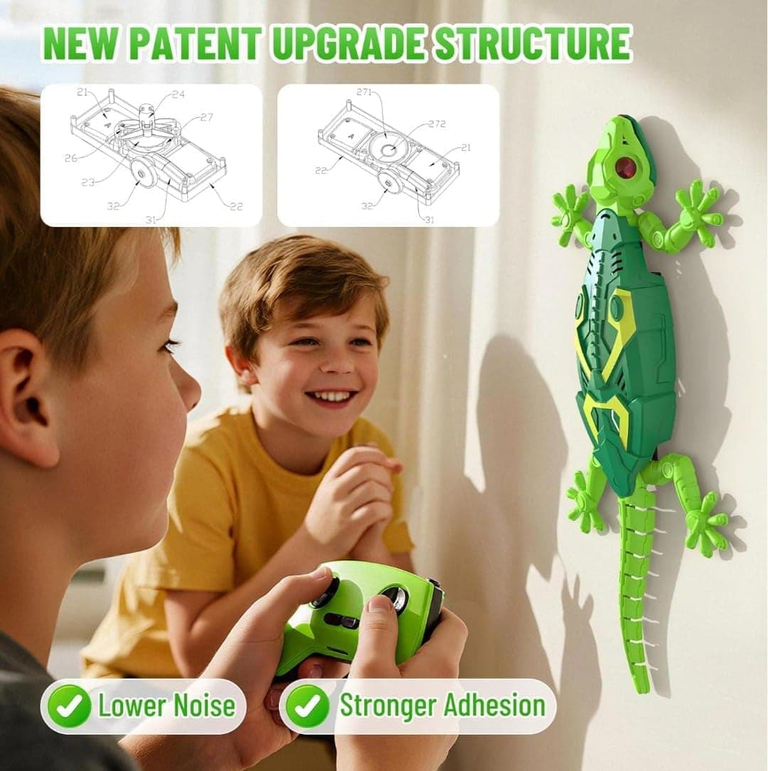 Rechargeable Remote Control Robot Lizard | 360° Rotation, Low Noise, LED Lights | Fun Wall Crawler Prank Toy for Kids Ages 4+ — view 2